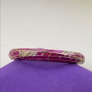 💛 Elegant Pink and Gold Rhinestone Bangle Bracelet